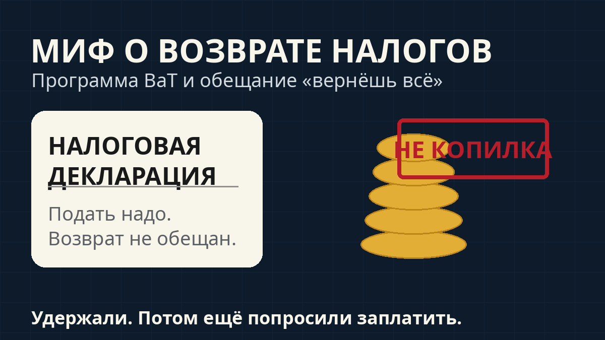 Миф о возврате налогов программы ВаТ