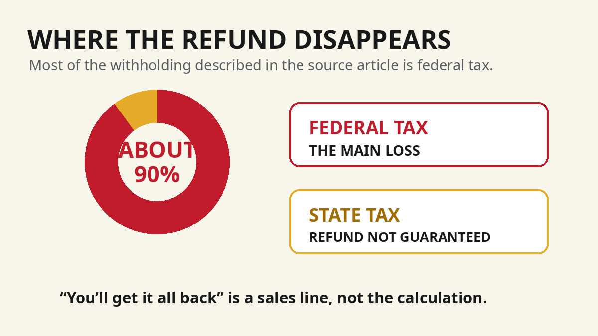 Federal and state portions of tax withholding for a Work and Travel participant
