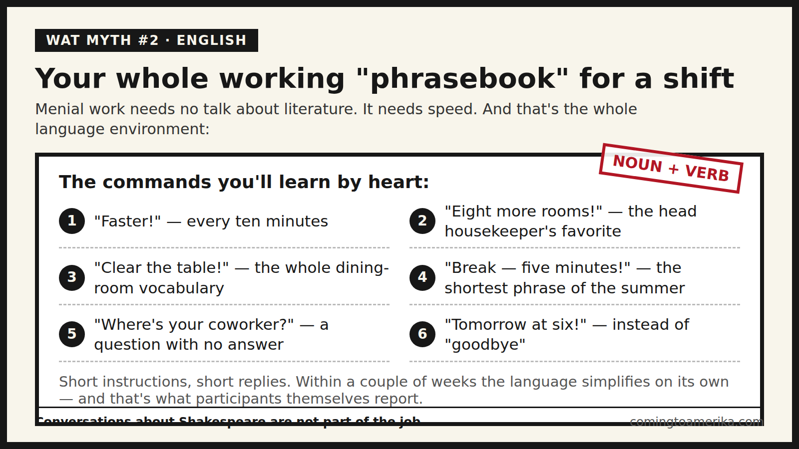 Short work commands — a Work and Travel participant's entire English for a shift