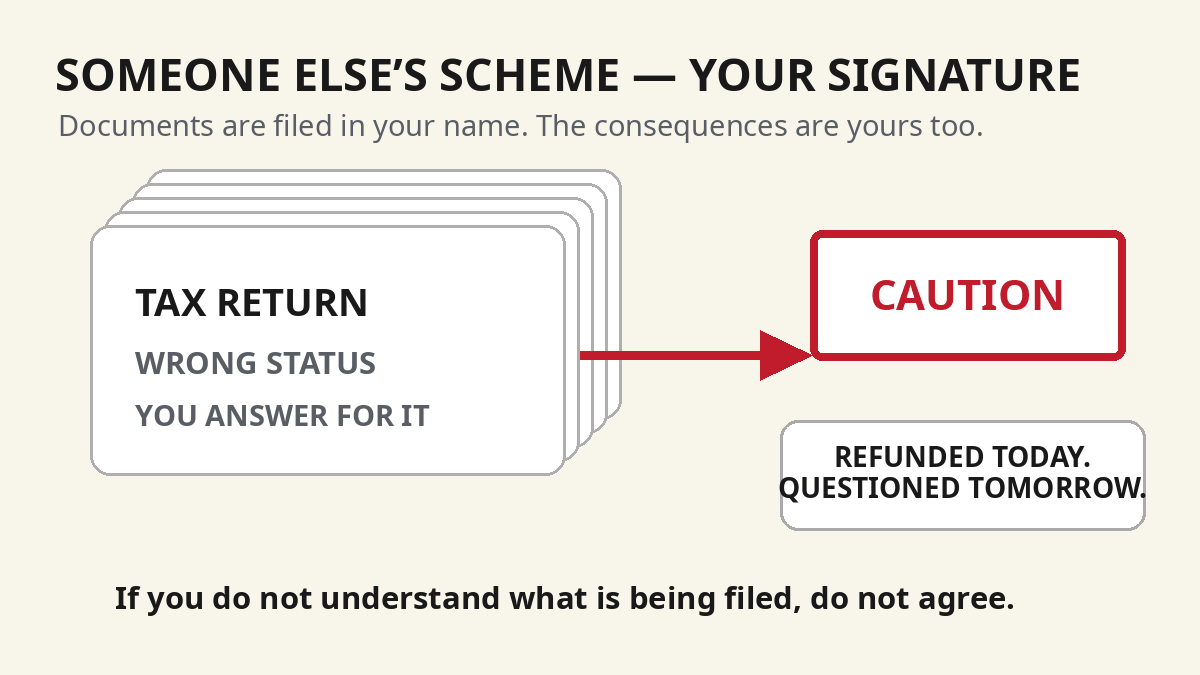 Someone else’s tax scheme and the student’s responsibility