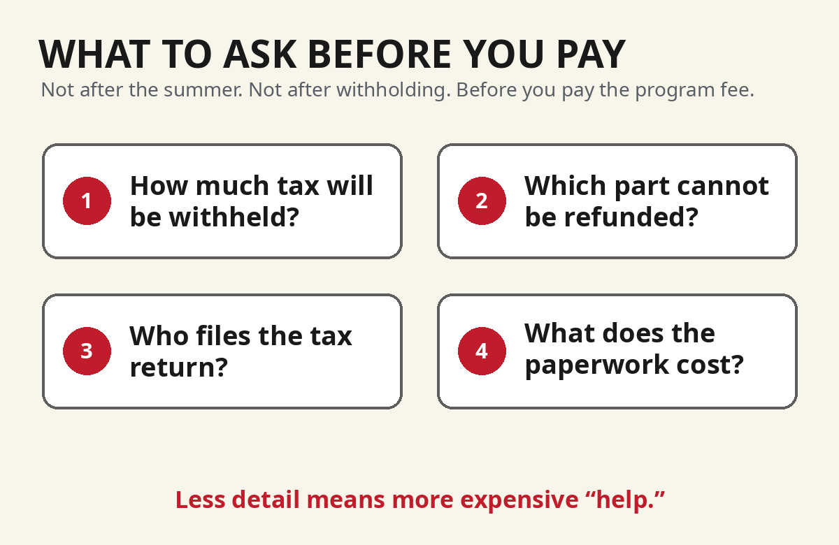 Four tax questions to ask the agent before paying for the Work and Travel program